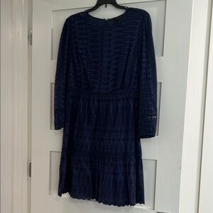 J. Crew Blue Ruffled Tiered Sundress with Bishop Sleeves
